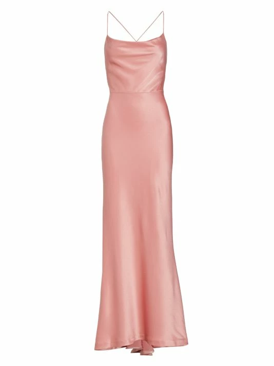 Alice + Olivia Montana Satin Cowlneck Gown Raspberry 4 Alice + Olivia Montana Satin Cowlneck Gown Raspberry - Image 4