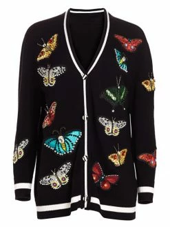 Alice + Olivia Bradford Butterfly Embroidered Cardigan