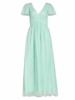 Alice + Olivia Charlsie Smocked-Waist Maxi Dress Powder Blue