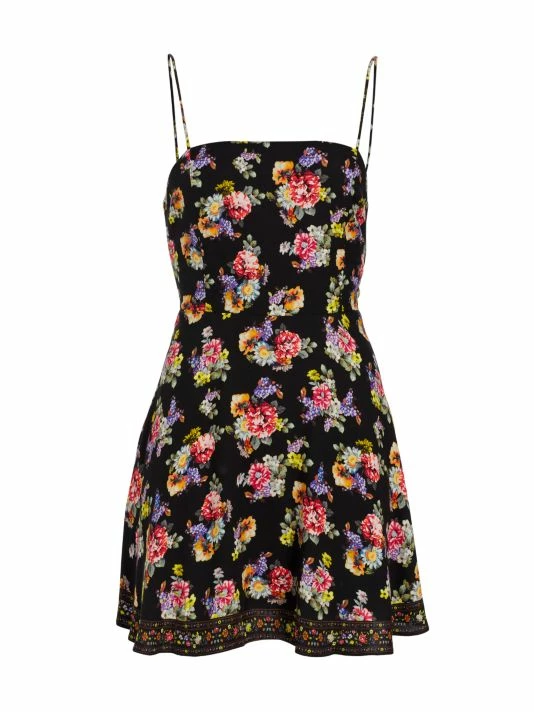 Alice + Olivia Glinda Printed Smocked Crepe Minidress 1 Alice + Olivia Glinda Printed Smocked Crepe Minidress