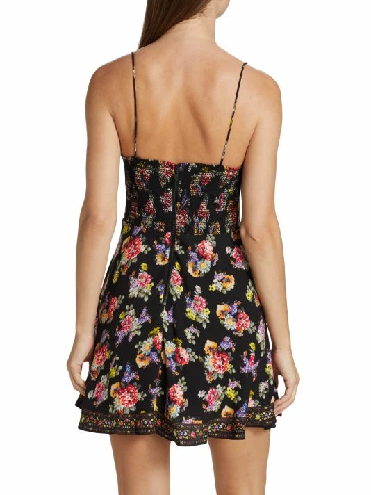 Alice + Olivia Glinda Printed Smocked Crepe Minidress 5 Alice + Olivia Glinda Printed Smocked Crepe Minidress - Image 5