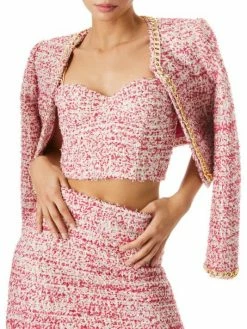 Alice + Olivia Cristi Chain-Strap Tweed Crop Top -ALICE + OLIVIA Sales unnamed file 811