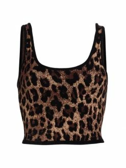 Alice + Olivia Daryn Leopard Cropped Tank