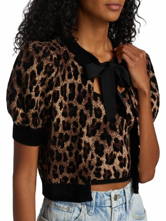 Alice + Olivia Kitty Leopard Puff-Sleeve Cardigan 6 Alice + Olivia Kitty Leopard Puff-Sleeve Cardigan - Image 6