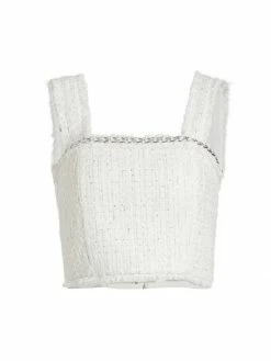 Alice + Olivia Coralie Frayed Crop Top