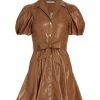 Alice + Olivia Ofra Vegan Leather Minidress Camel