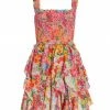 Alice + Olivia Jocelyn Smocked Ruffle Minidress