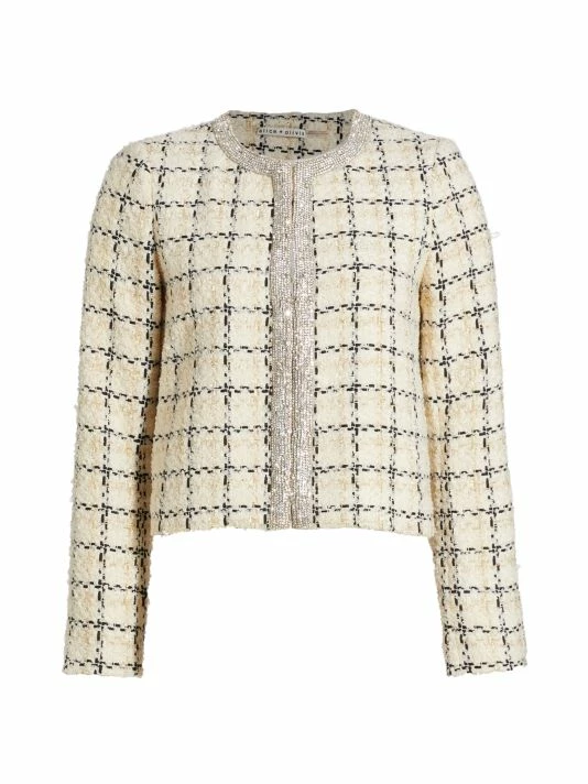 Alice + Olivia Kidman Embellished Tweed Jacket 1 Alice + Olivia Kidman Embellished Tweed Jacket