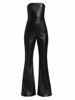 Alice + Olivia Lavera Faux Leather Jumpsuit Black -ALICE + OLIVIA Sales unnamed file 991